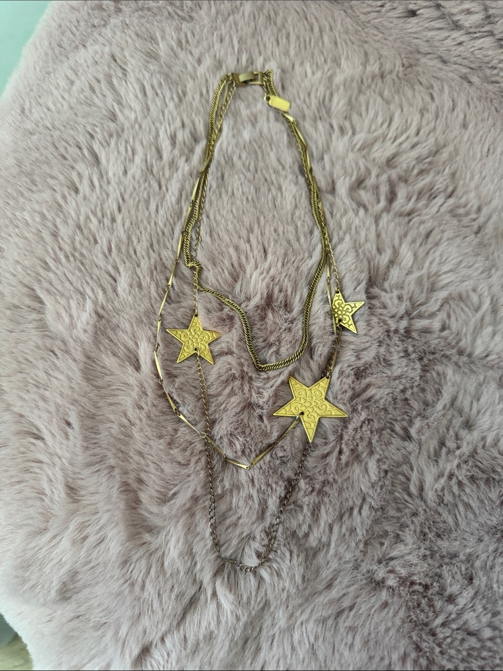 Vintage Gold Tone Star Charm Necklace by Foxy
